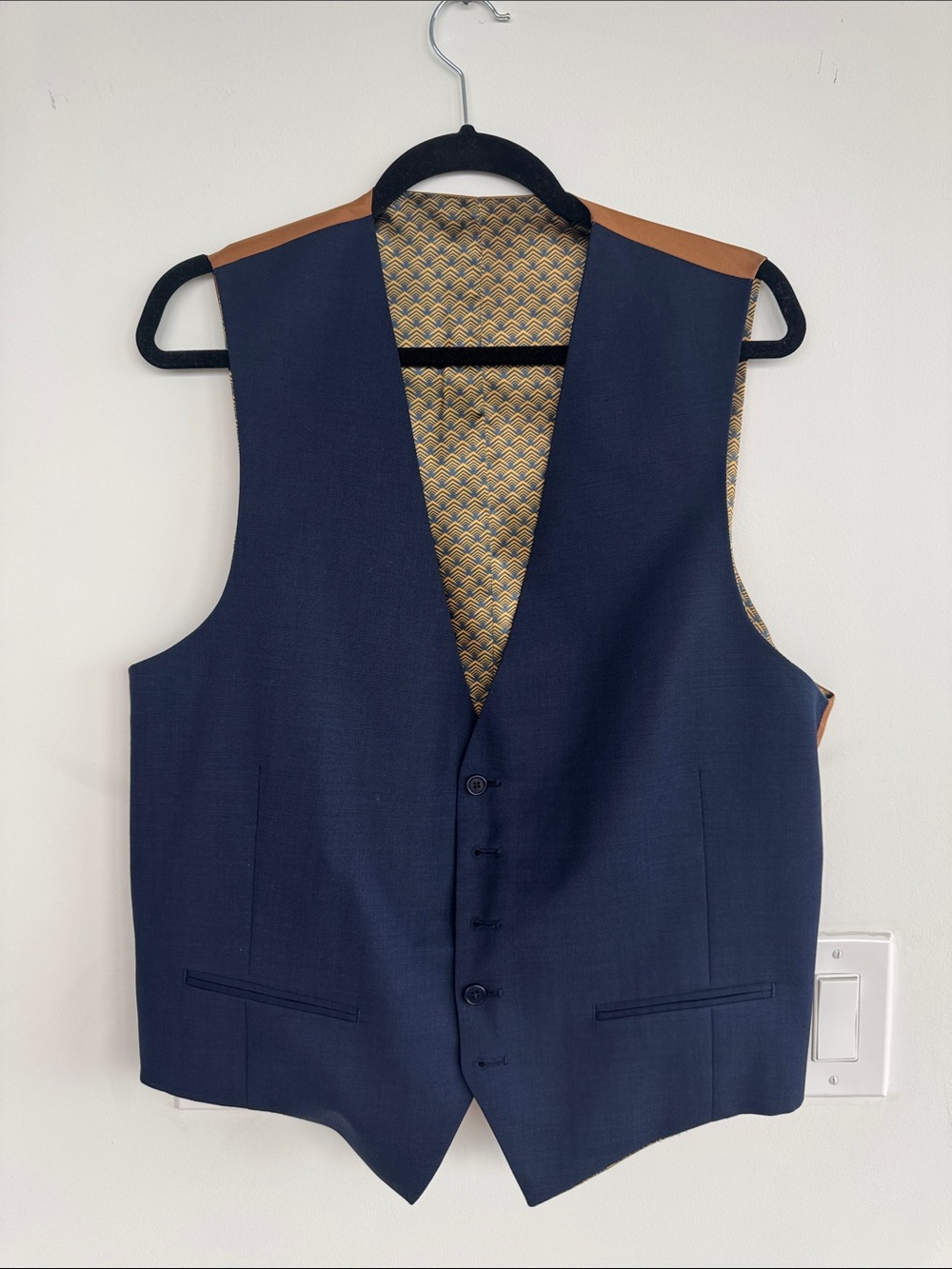 Ted Baker Navy Dress Waistcoat with Tan Shoulder Accents